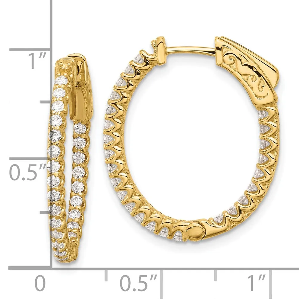 Gold 1.04ct Diamond 52-1.5mm In/Out Oval Hoop with Safety Clasp Earrings - Model XE3244AA