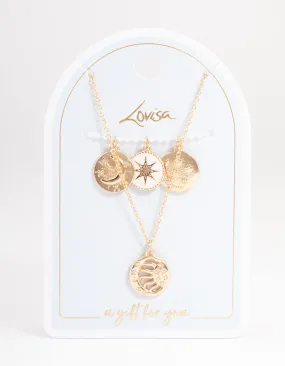 Gold Celestial Charm Necklace Pack