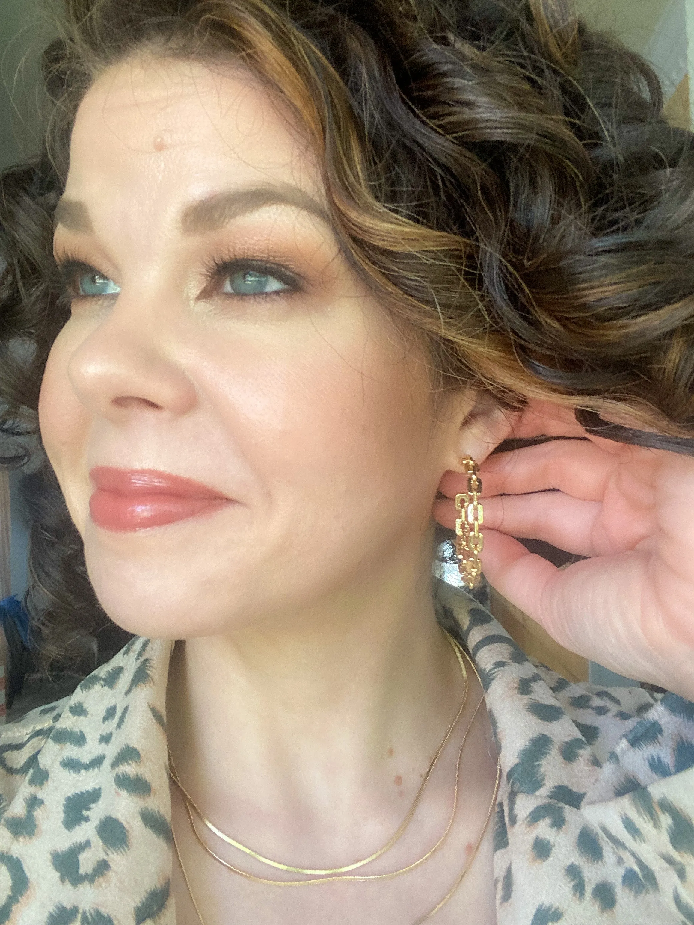 Gold Chain Link Hoop Earrings