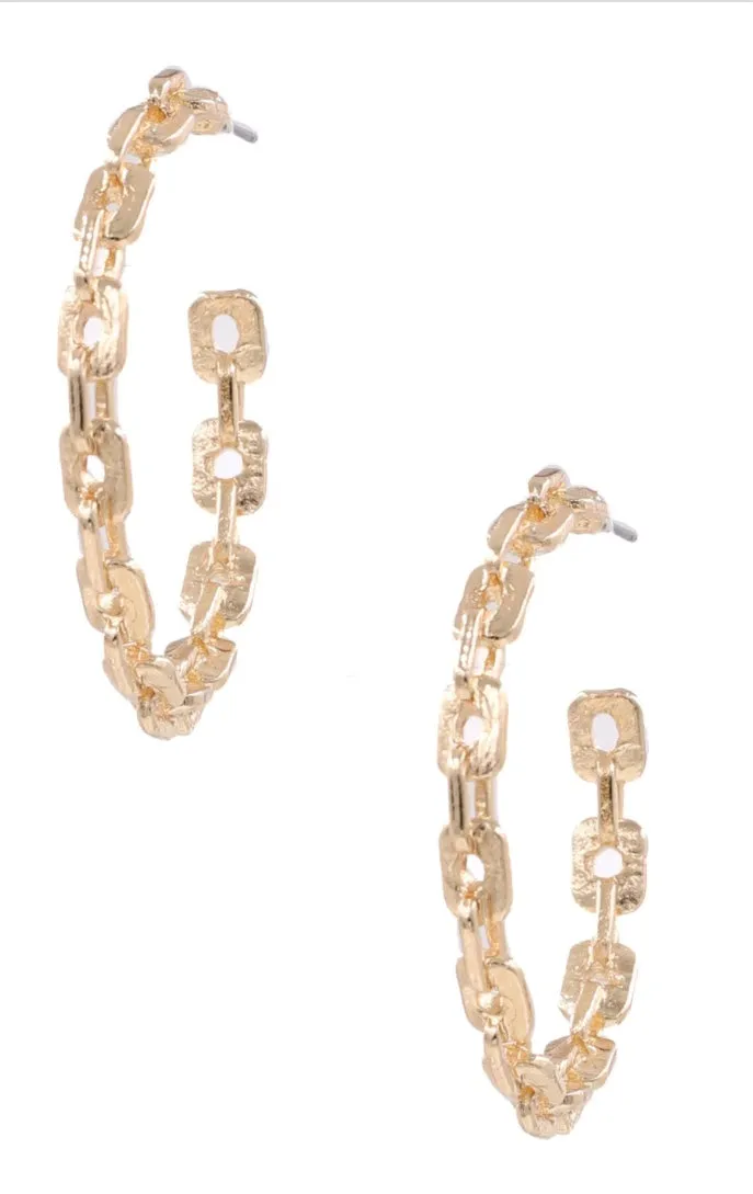 Gold Chain Link Hoop Earrings