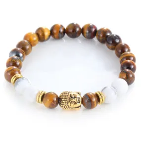 Gold Color Skull Bead Charm Buddha Lava Bracelet