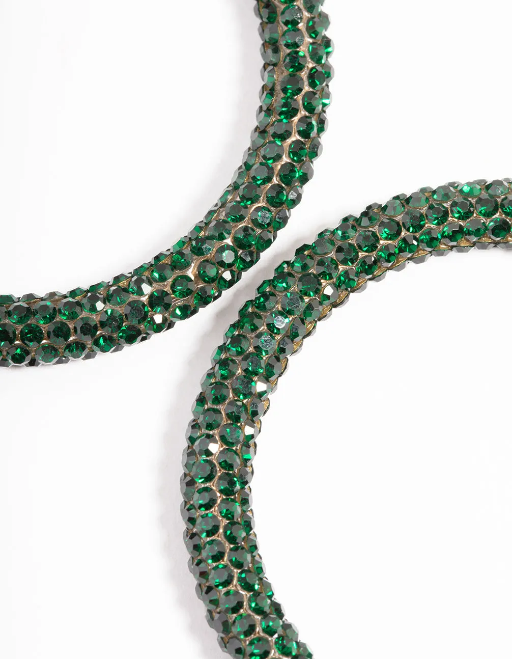 Gold Emerald 40mm Crystal Hoop Earrings