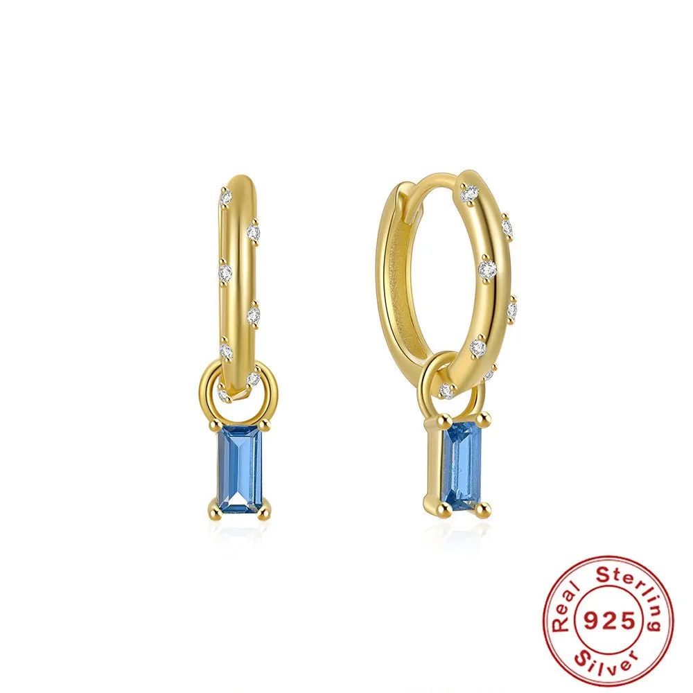 Gold Hoops with Diamonds and Colorful Charms