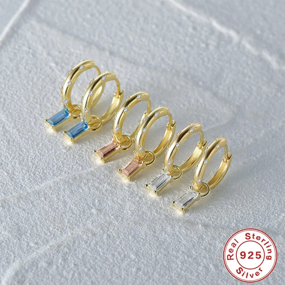Gold Hoops with Diamonds and Colorful Charms