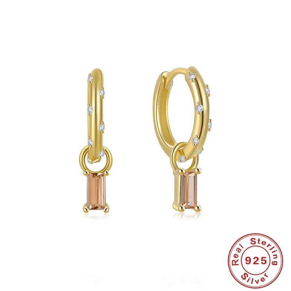 Gold Hoops with Diamonds and Colorful Charms