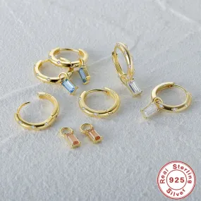 Gold Hoops with Diamonds and Colorful Charms