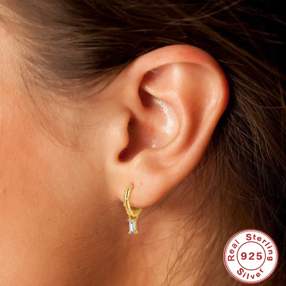 Gold Hoops with Diamonds and Colorful Charms