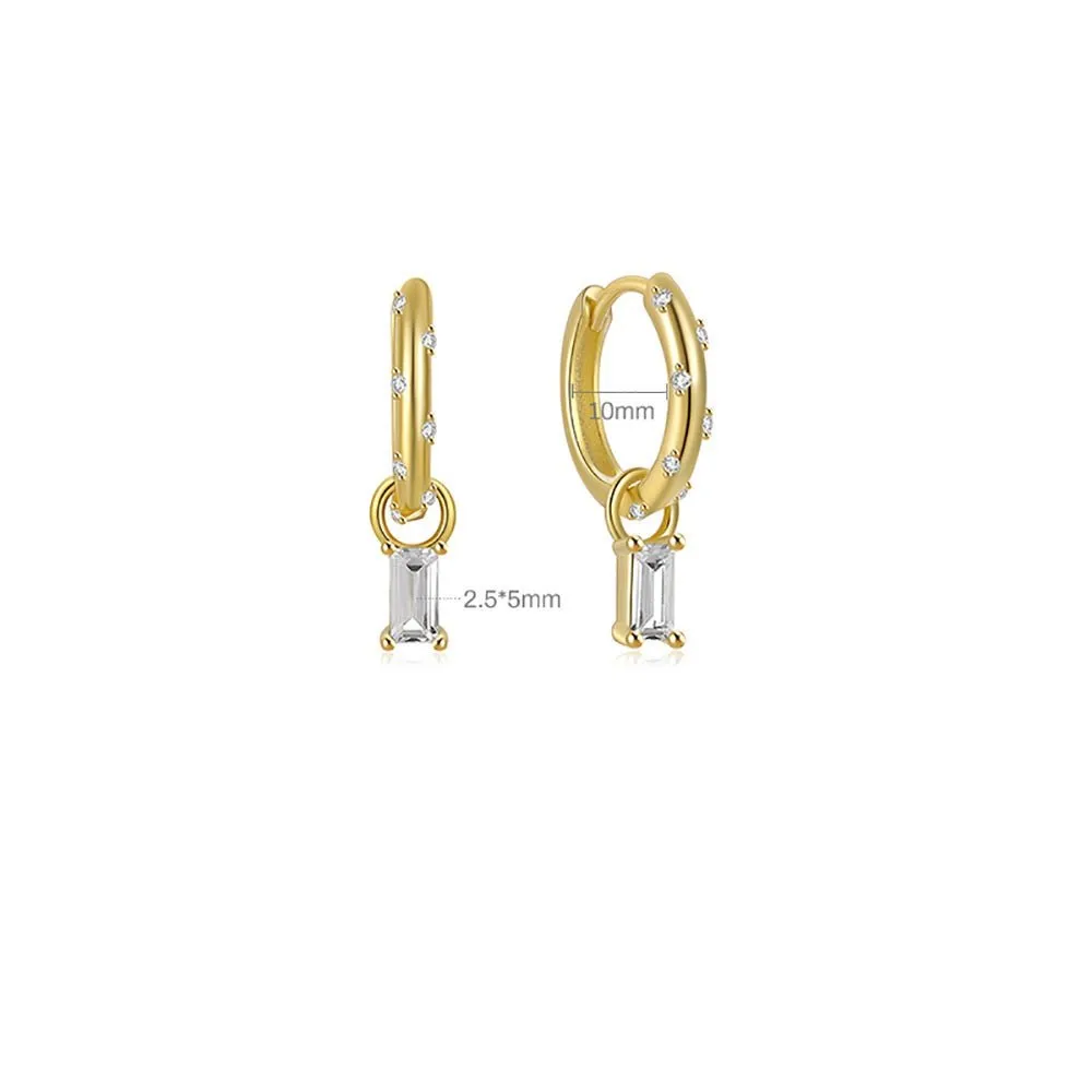 Gold Hoops with Diamonds and Colorful Charms
