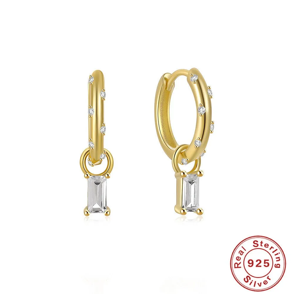 Gold Hoops with Diamonds and Colorful Charms
