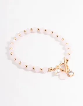 Gold Pearl & Diamante Beaded Bracelet