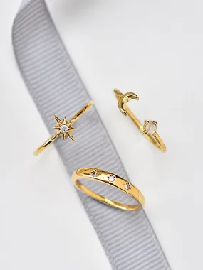 Gold-Plated Celestial Stacking Ring Set Gold-Extra Small
