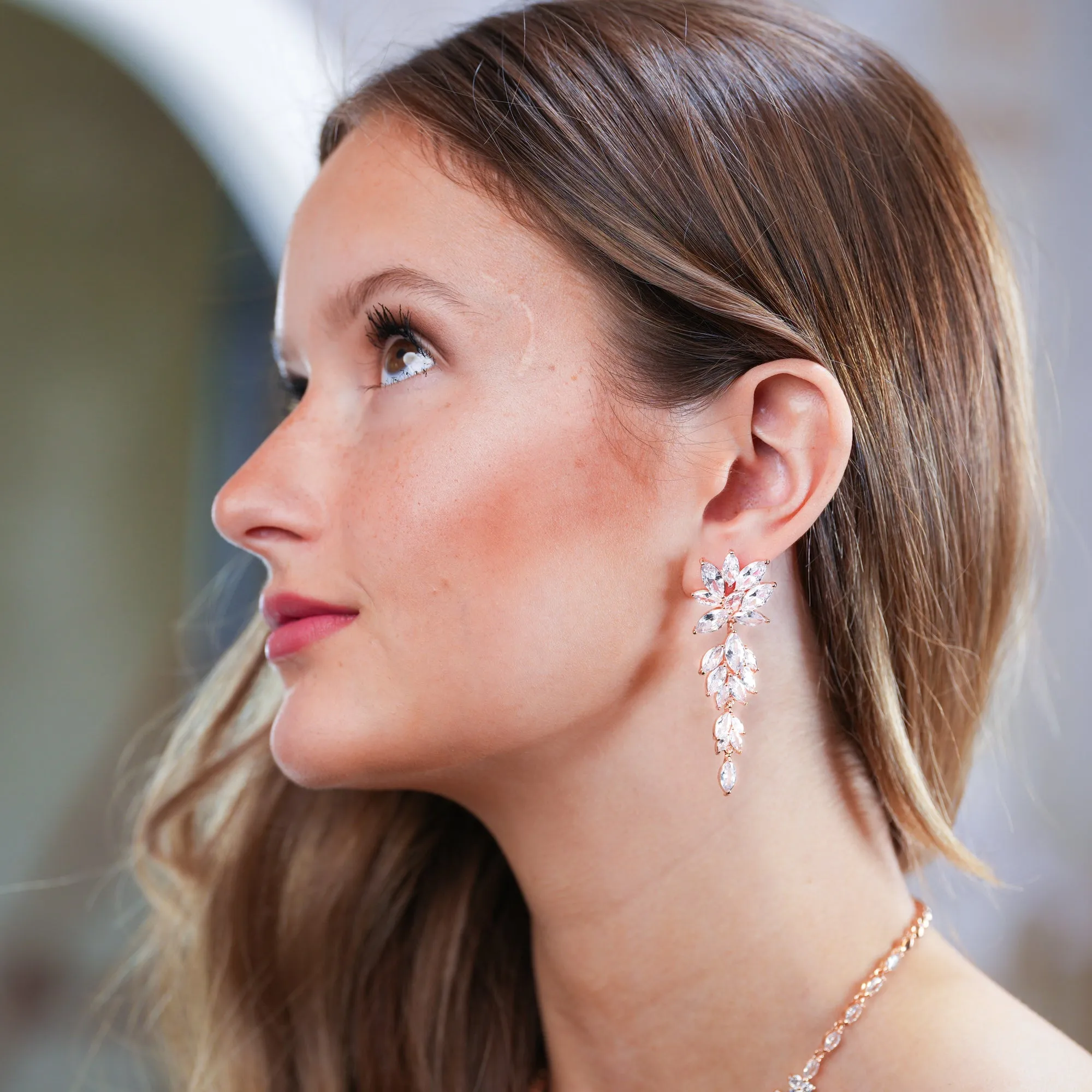 Jenna - Silver Crystal Bridal Earrings