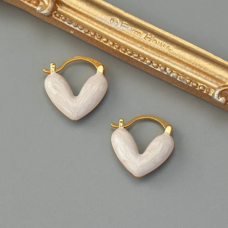 Kawaii Colorful Enamel Heart Earrings