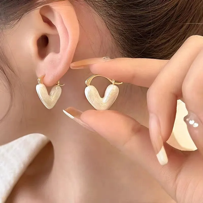 Kawaii Colorful Enamel Heart Earrings