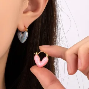 Kawaii Colorful Enamel Heart Earrings