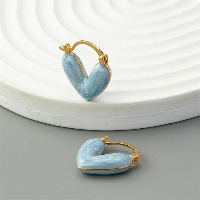 Kawaii Colorful Enamel Heart Earrings