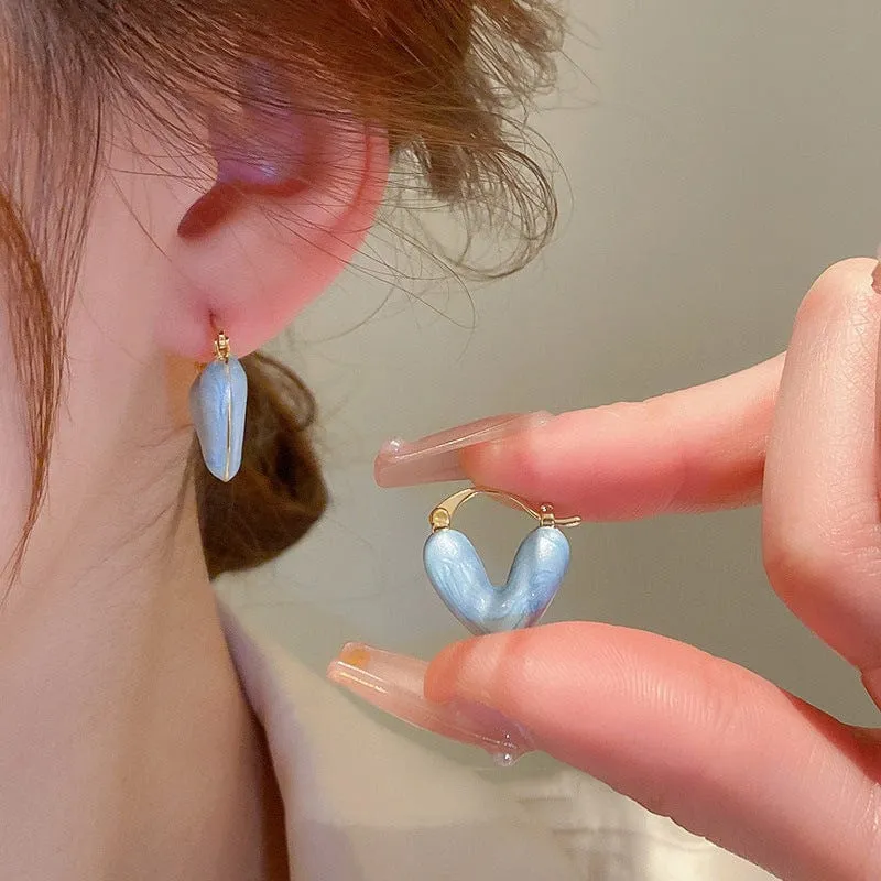 Kawaii Colorful Enamel Heart Earrings