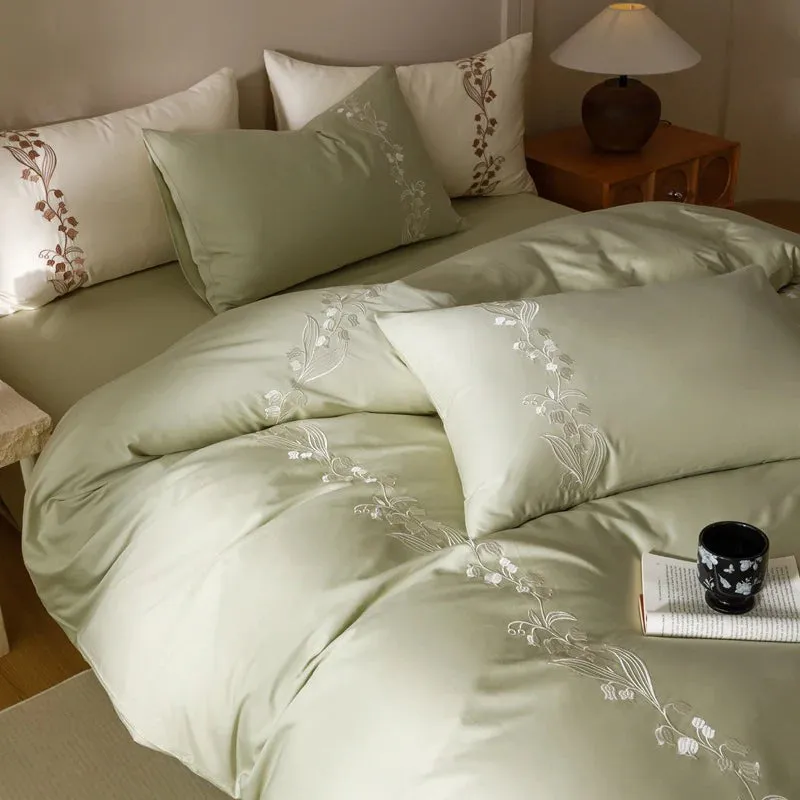 Lily of the Valley Embroidered Duvet Set