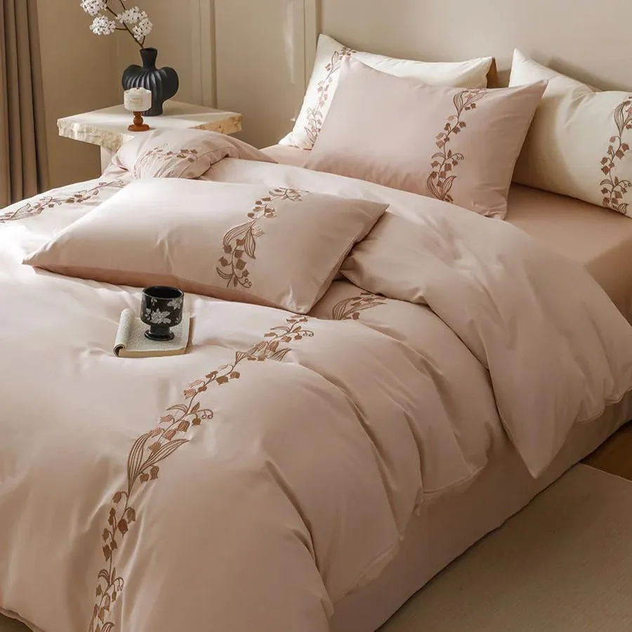 Lily of the Valley Embroidered Duvet Set