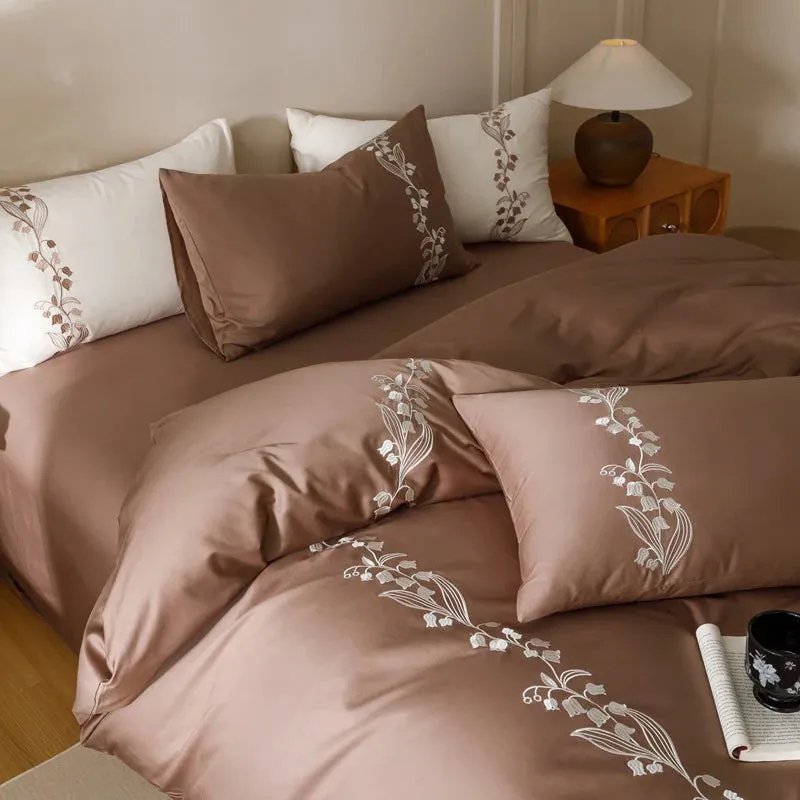 Lily of the Valley Embroidered Duvet Set