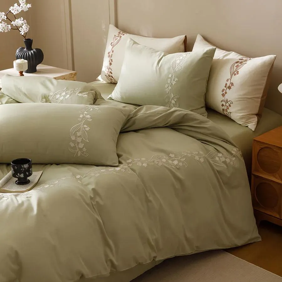 Lily of the Valley Embroidered Duvet Set
