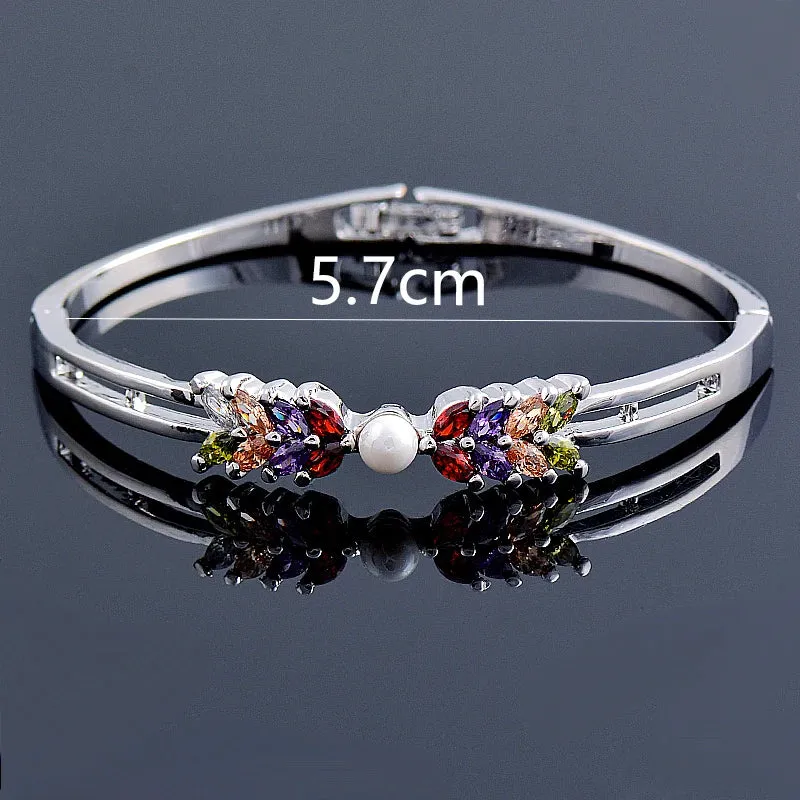 luxury crystal pearl bangle bracelets for women