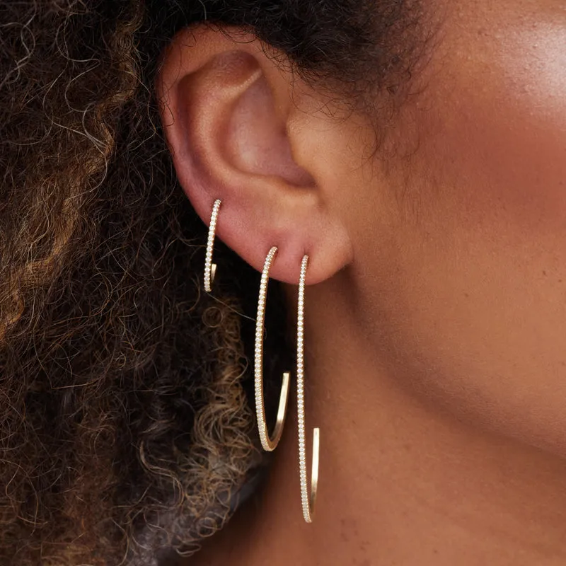 Medium Diamond Elongated Edith Hoops