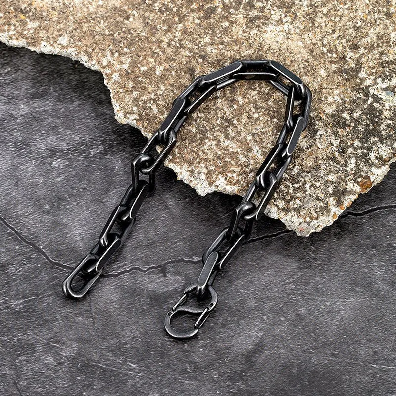Men Bracelet 7mm Vintage Black ChainLink Handmade Punk Rock Stainless Steel Motorcycle
