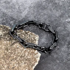 Men Bracelet 7mm Vintage Black ChainLink Handmade Punk Rock Stainless Steel Motorcycle