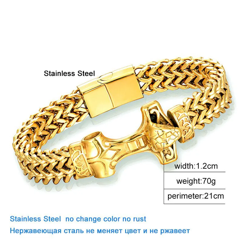 Men Chain Link Bracelets Gold Snake Stainless Steel Punk Hand Magnetic Fashion Wristband Jewelry