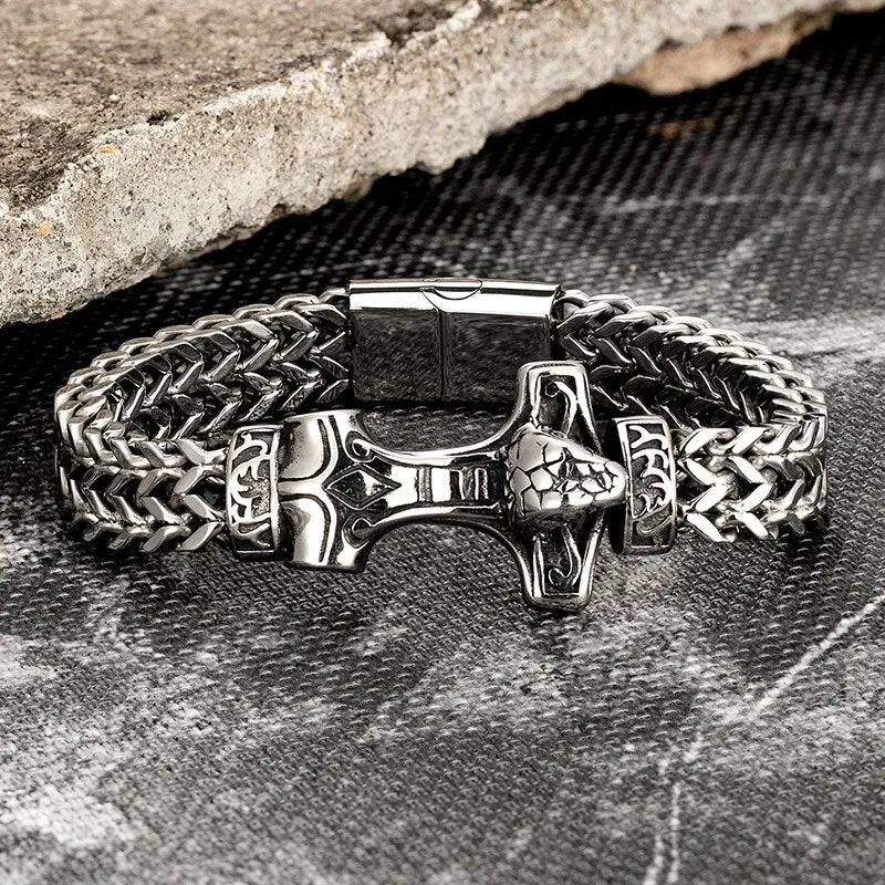 Men Chain Link Bracelets Gold Snake Stainless Steel Punk Hand Magnetic Fashion Wristband Jewelry