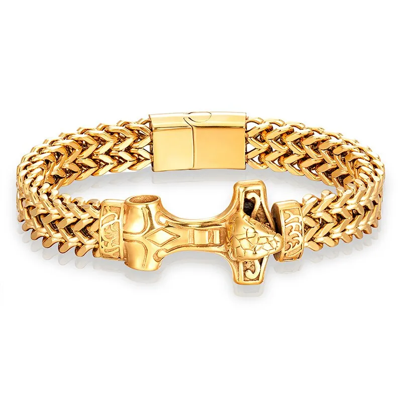 Men Chain Link Bracelets Gold Snake Stainless Steel Punk Hand Magnetic Fashion Wristband Jewelry
