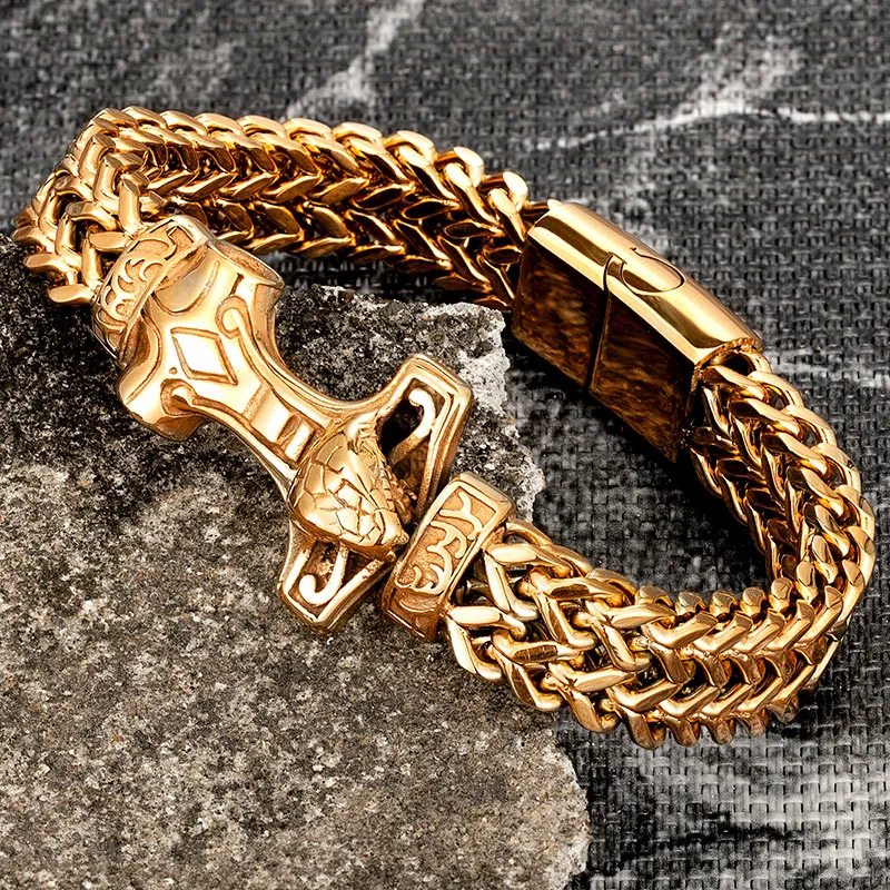 Men Chain Link Bracelets Gold Snake Stainless Steel Punk Hand Magnetic Fashion Wristband Jewelry