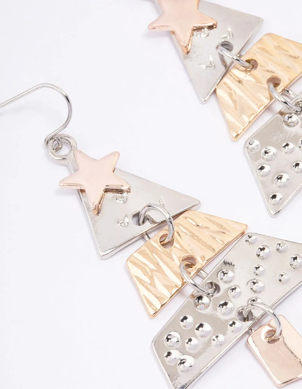 Mixed Metal Christmas Tree Drop Earrings