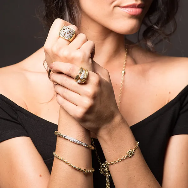 Mosaic Pavé Cuff 6.5mm - Two Tone   CZ Noir