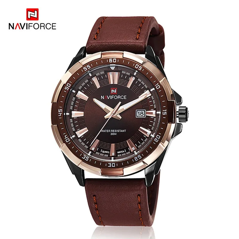 NAVIFORCE Mens Watches Top Luxury Brand Fashion Sport Watches Men Waterproof Quartz Clock Male Army Military Leather Wrist Watch