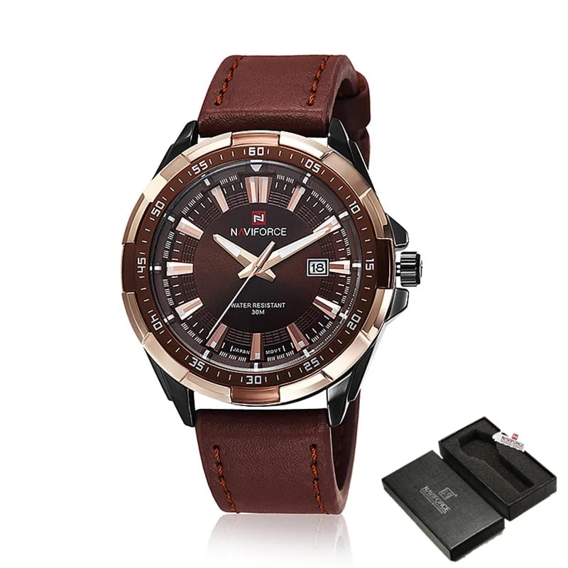 NAVIFORCE Mens Watches Top Luxury Brand Fashion Sport Watches Men Waterproof Quartz Clock Male Army Military Leather Wrist Watch