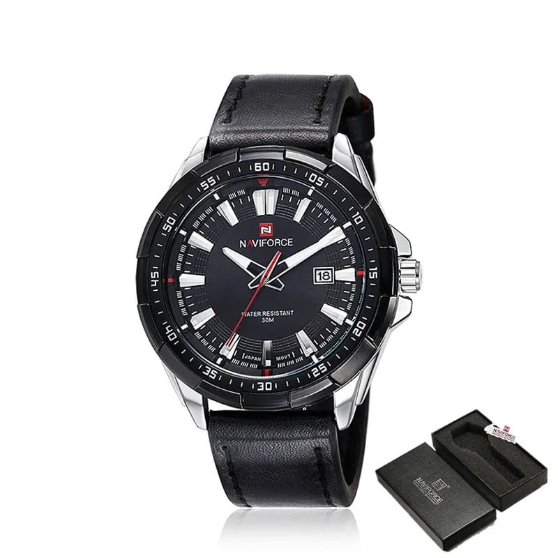 NAVIFORCE Mens Watches Top Luxury Brand Fashion Sport Watches Men Waterproof Quartz Clock Male Army Military Leather Wrist Watch