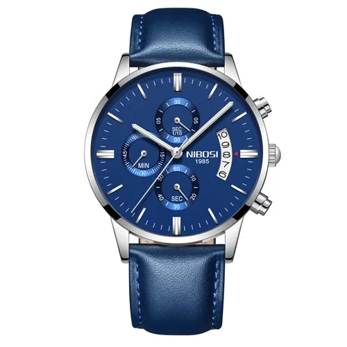 NIBOSI Men Watch Chronograph Top Brand Luxury Waterproof Full Steel Quartz Gold Clock
