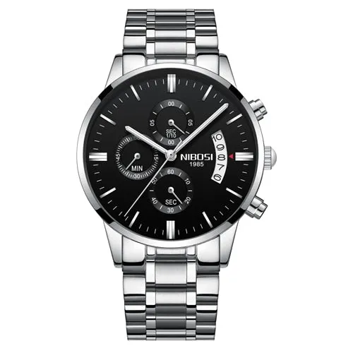 NIBOSI Men Watch Chronograph Top Brand Luxury Waterproof Full Steel Quartz Gold Clock