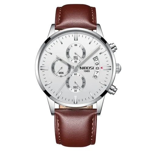 NIBOSI Men Watch Chronograph Top Brand Luxury Waterproof Full Steel Quartz Gold Clock