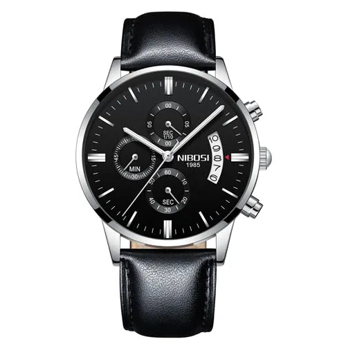 NIBOSI Men Watch Chronograph Top Brand Luxury Waterproof Full Steel Quartz Gold Clock