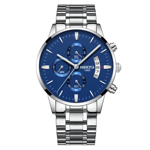 NIBOSI Men Watch Chronograph Top Brand Luxury Waterproof Full Steel Quartz Gold Clock