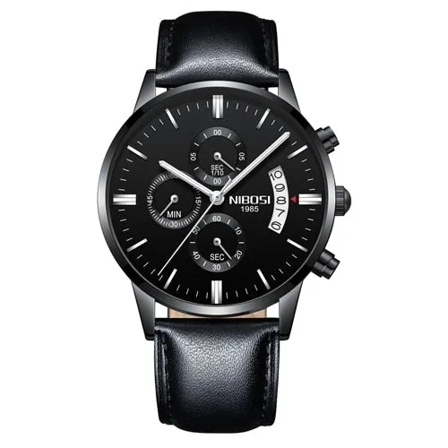 NIBOSI Men Watch Chronograph Top Brand Luxury Waterproof Full Steel Quartz Gold Clock