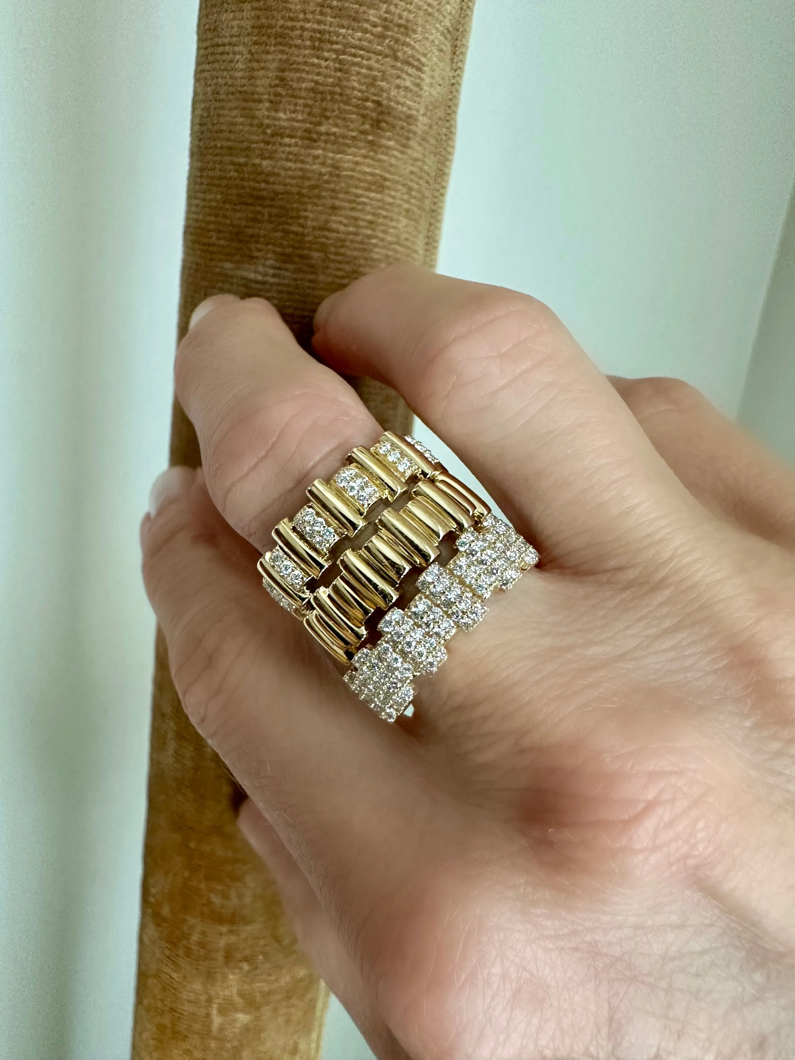 Offset Diamond Bar Ring