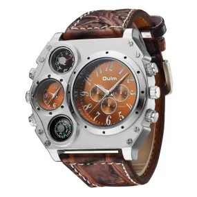 Oulm Men Watches Military Watches Men Two Time Zones Quartz Sports Watches Compass Thermometer Decoration relogio masculino W210509