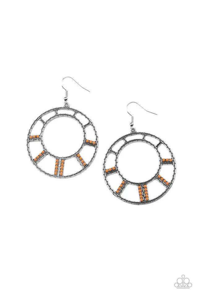 Paparazzi Earring ~ Fleek Fortress - Orange