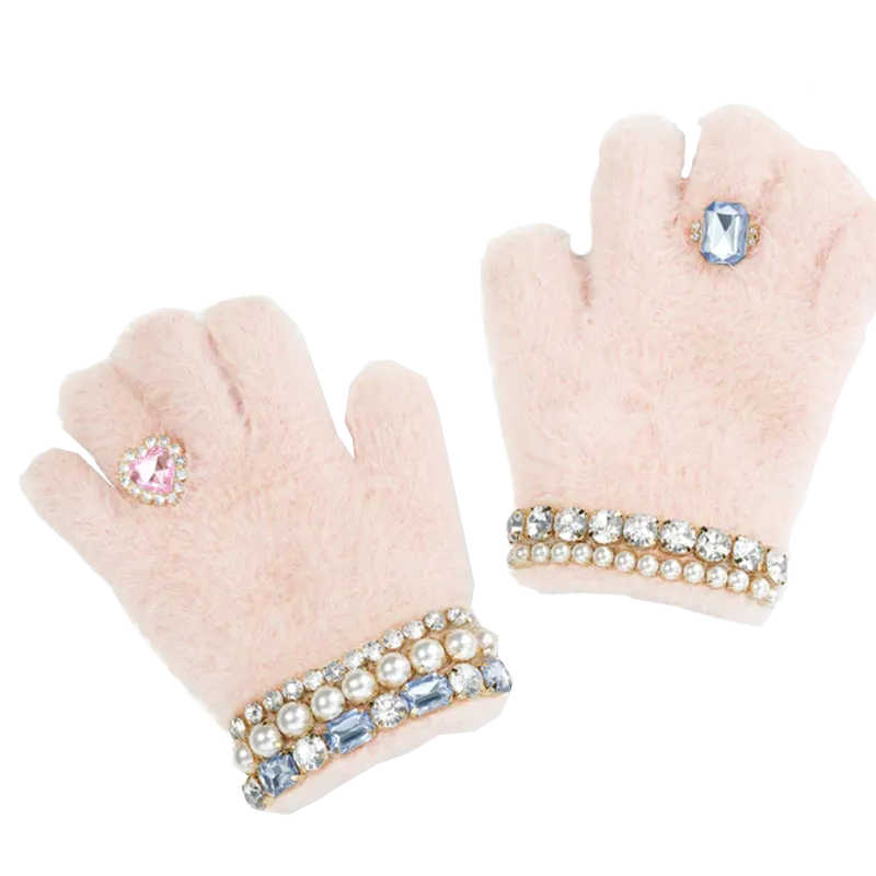 Pink Chenille Gloves