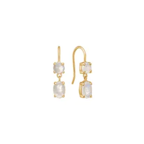 Rainbow 18K Gold Plated Earrings w. Moonstone