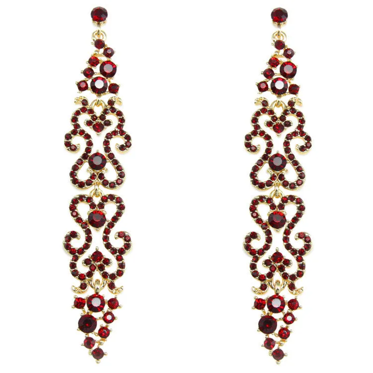 Romantic Goth Rhinestone Long Drop Earrings